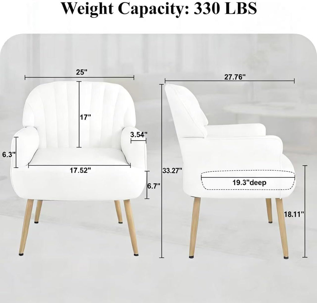 Beige Curved Back Velvet Barrel Accent Chair