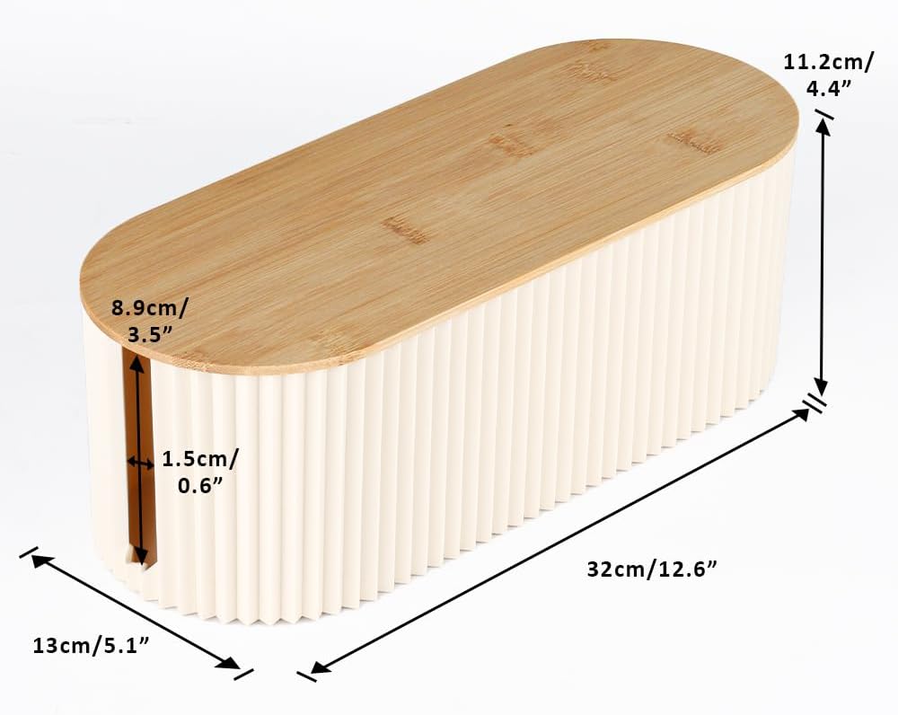 Bamboo Cover Beige Cable Management Box