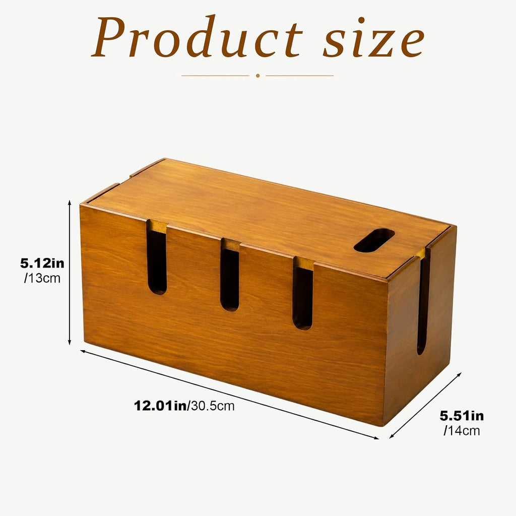 12" Acacia Wood Cable Management Box