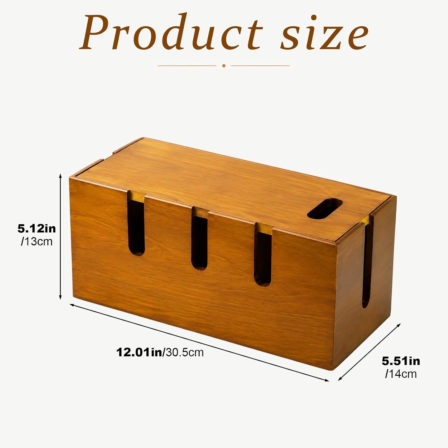 12" Acacia Wood Cable Management Box