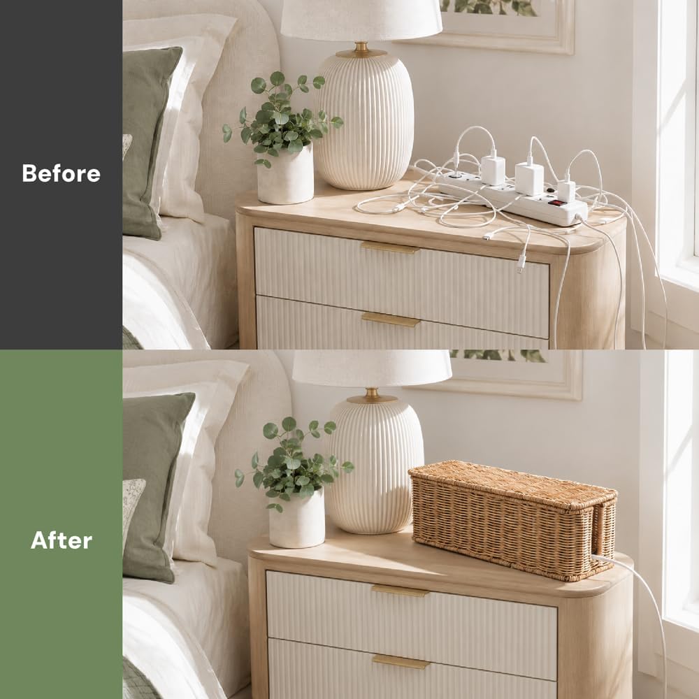 Handmade Rattan Cable Management Box