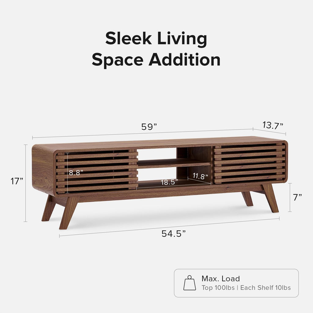 Ensley Walnut 59in Mid Century TV Stand