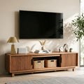 Walnut 58in Fluted Mid Century TV Stand