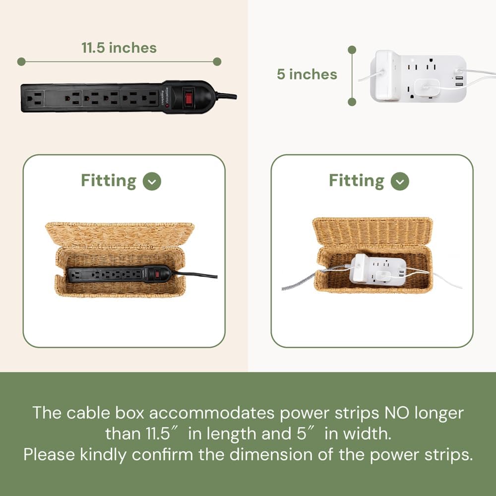 Handmade Rattan Cable Management Box
