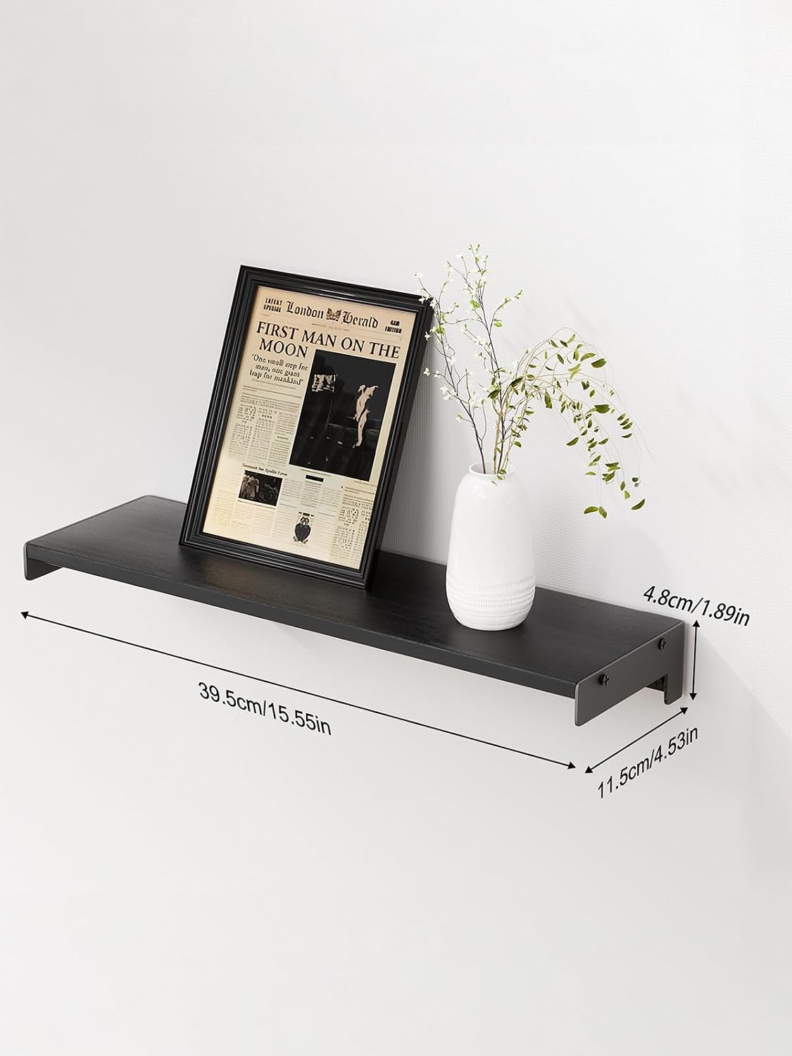 Black 16in Floating Shelves Set of 6