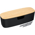 Large Bamboo Lid Cable Management Box Black