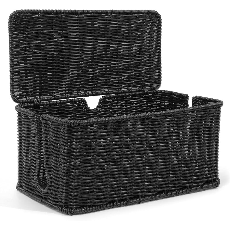 Black Rattan Cable Management Box