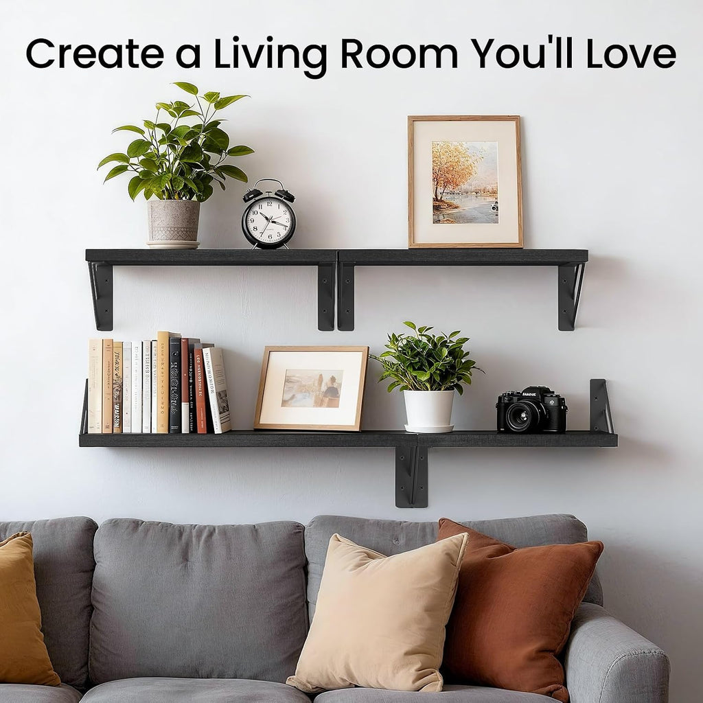 Black Floating Shelves Set of 4