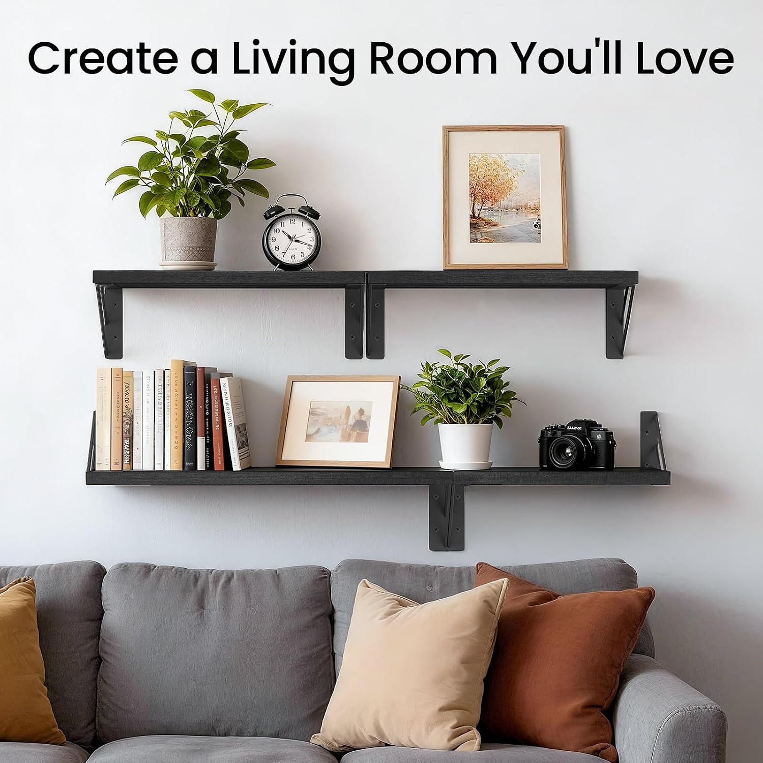 Black Floating Shelves Set of 4