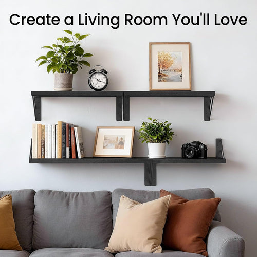 Black Floating Shelves Set of 4
