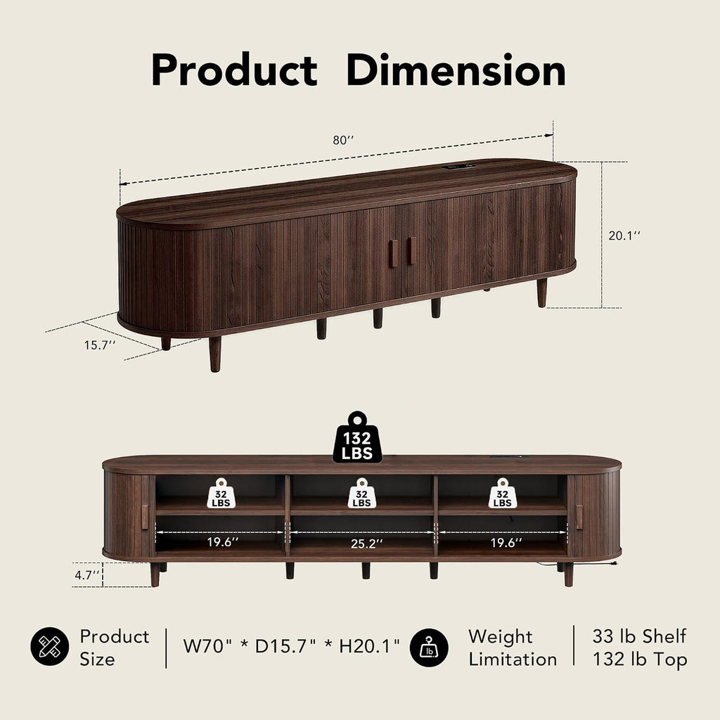Walnut 80in Mid Century TV Stand