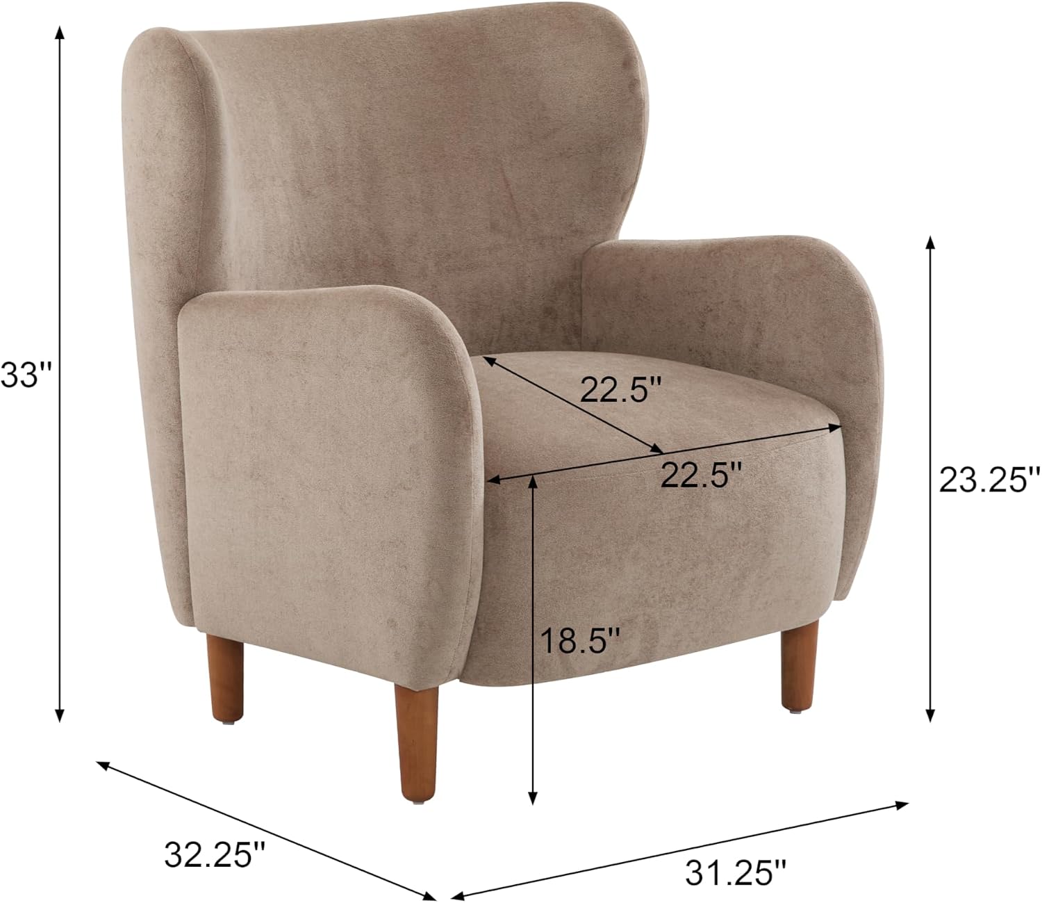 Camel Velvet Wingback Accent Chair