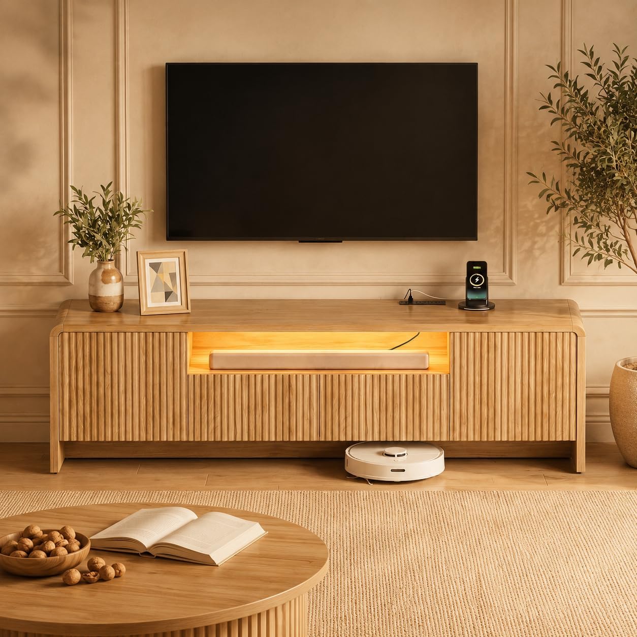 70in Fluted TV Stand for 75in TV