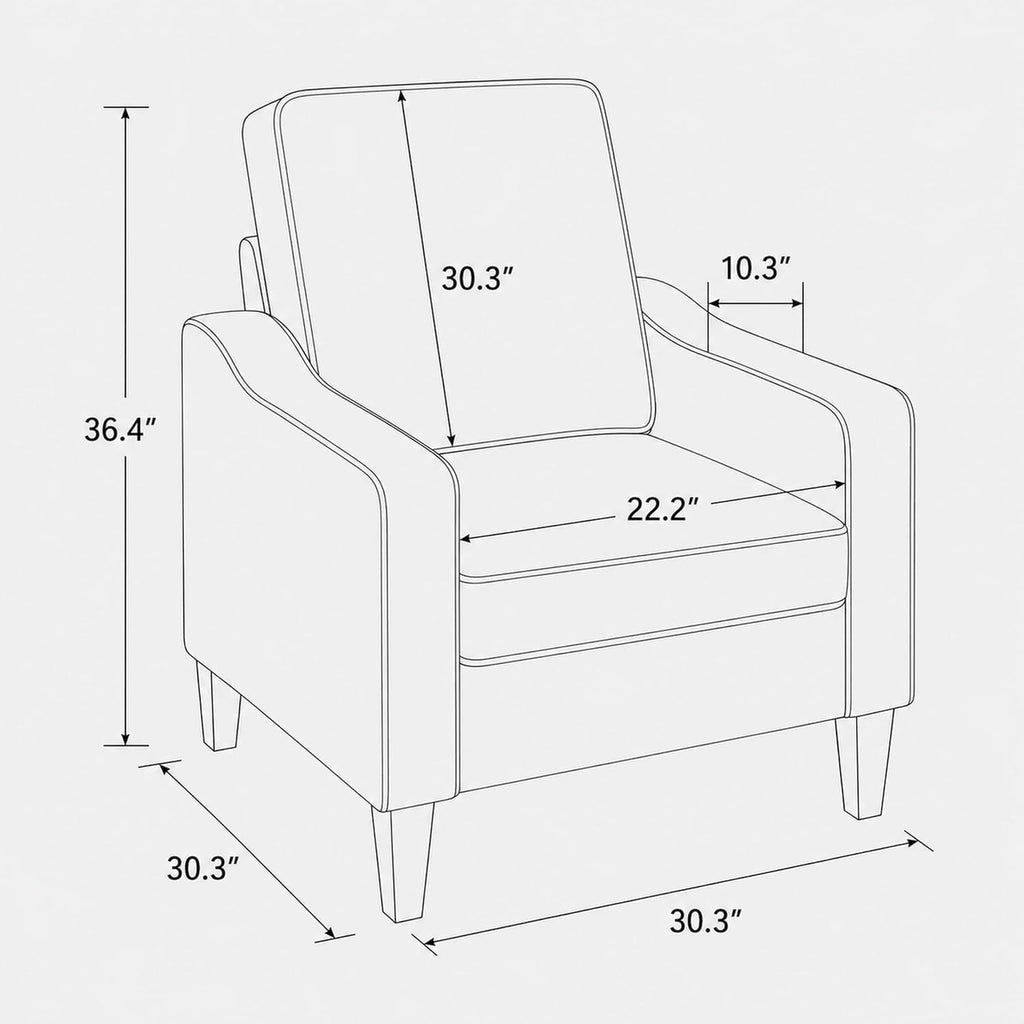 Beige Modern Comfy Reading Accent Chair