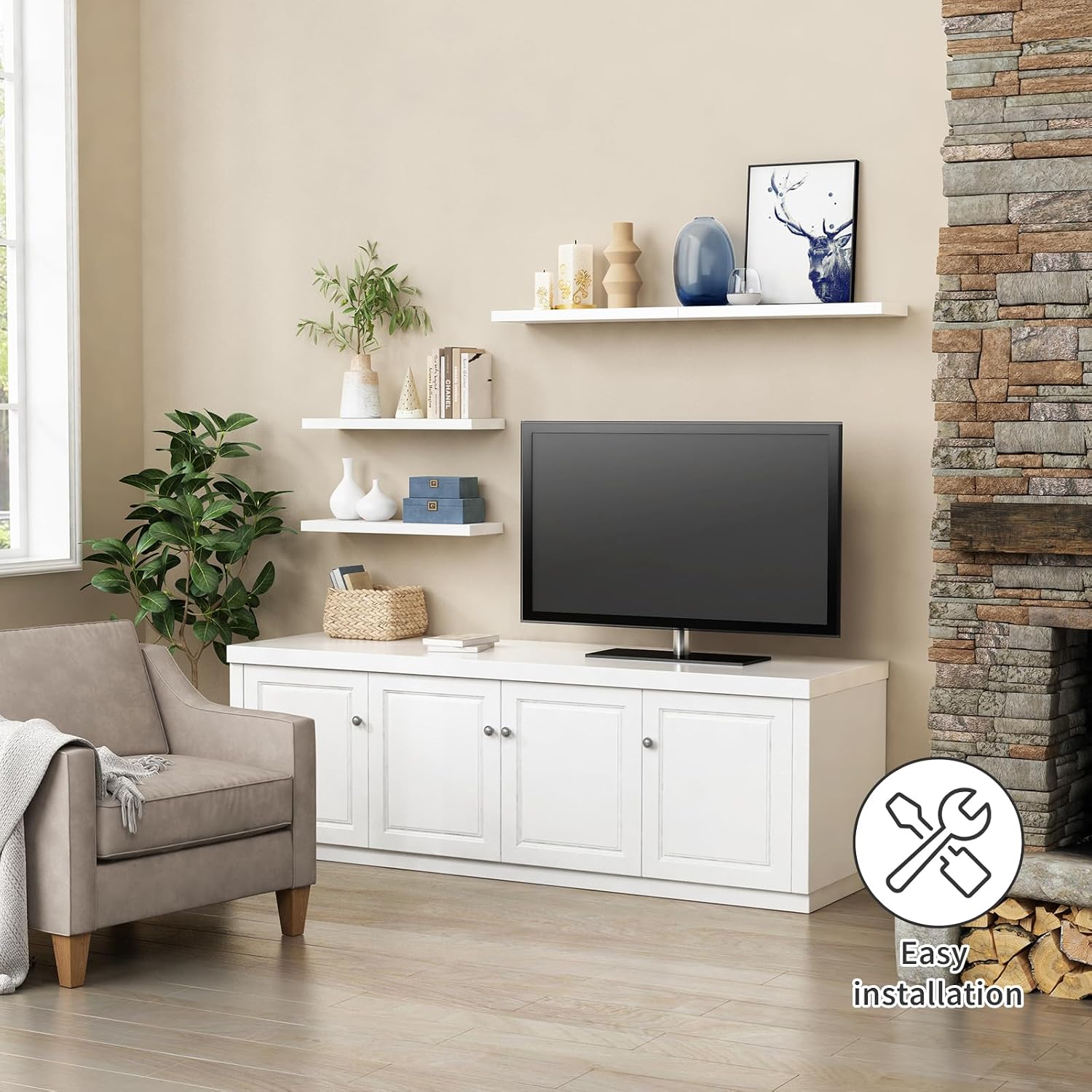 White 24in Floating Shelves Set of 3