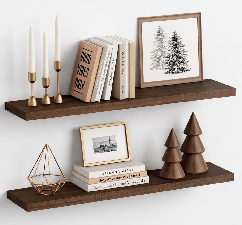 Walnut 36in Floating Shelves Set of 2