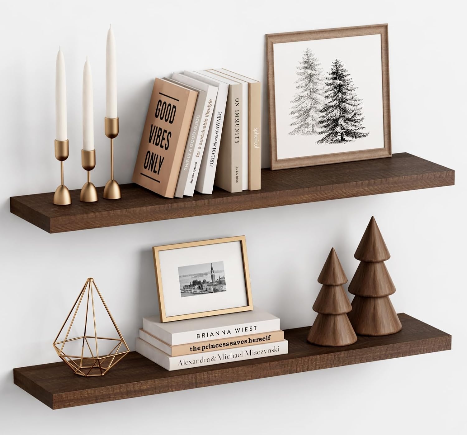 Walnut 36in Floating Shelves Set of 2
