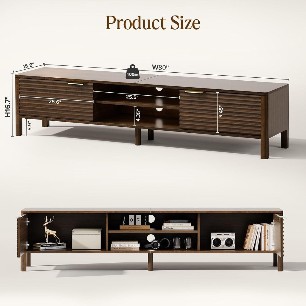 Walnut 80in TV Stand for 85in TV
