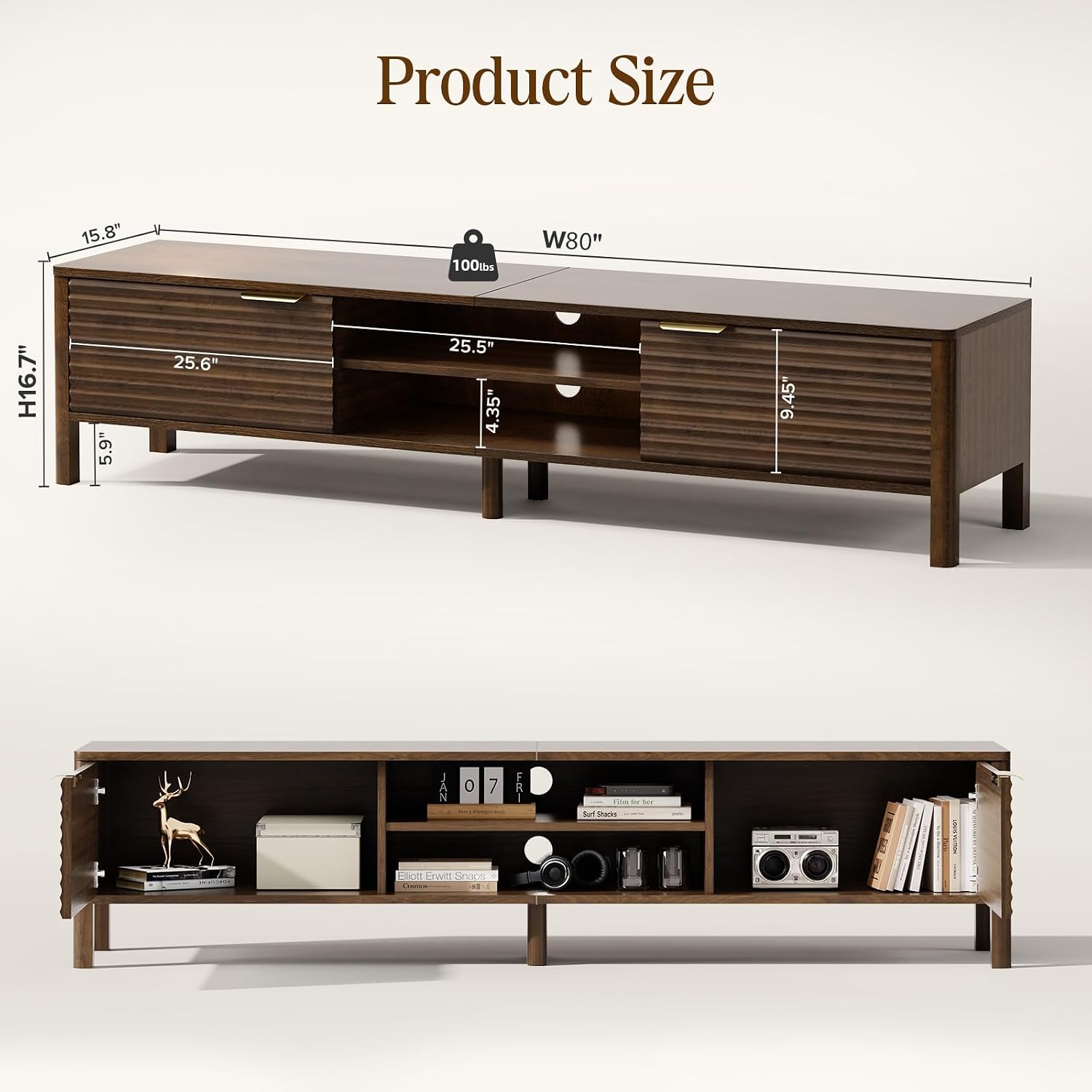 Walnut 80in TV Stand for 85in TV