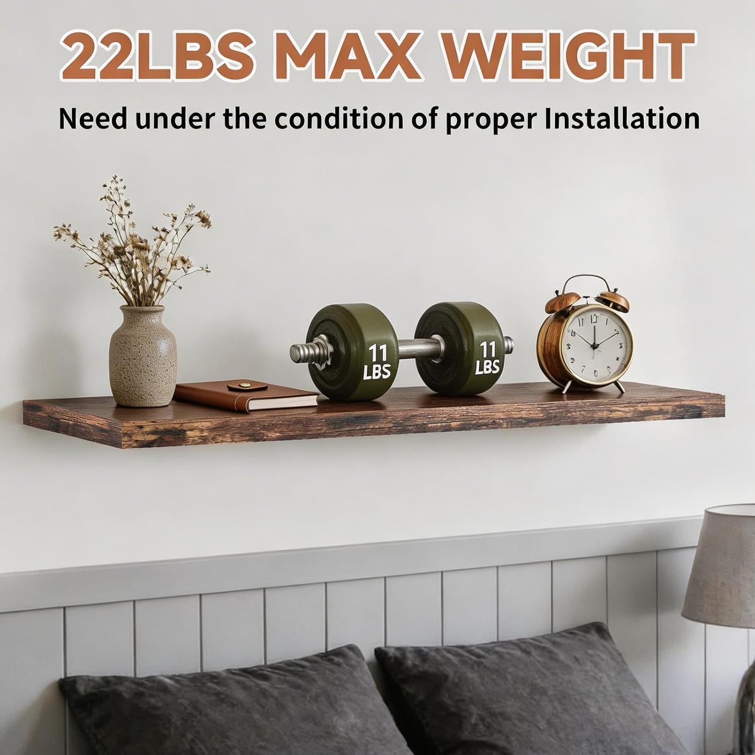 Brown 15.7in Floating Shelves Set of 3