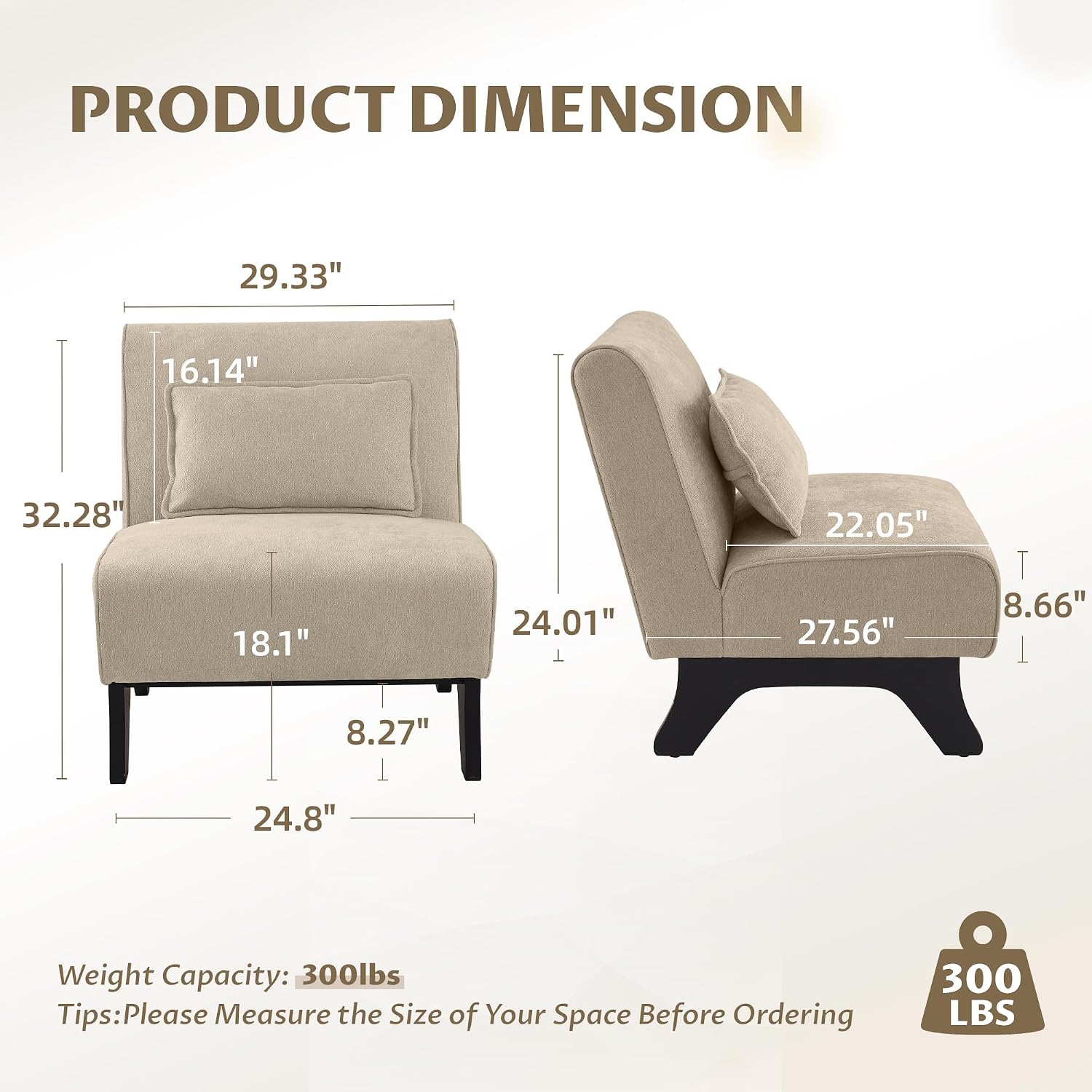 2pc Armless Living Room Side Chairs
