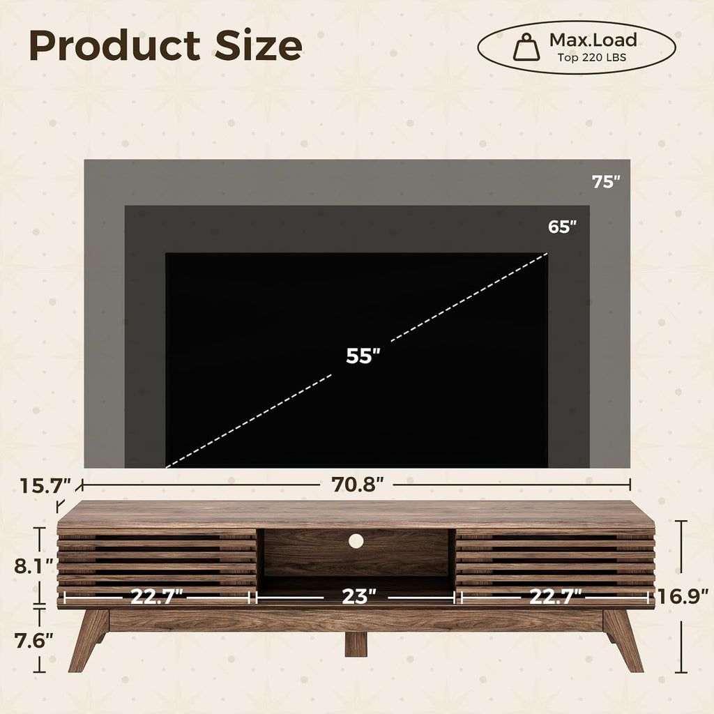 Walnut 70.8in TV Stand for 75in TV