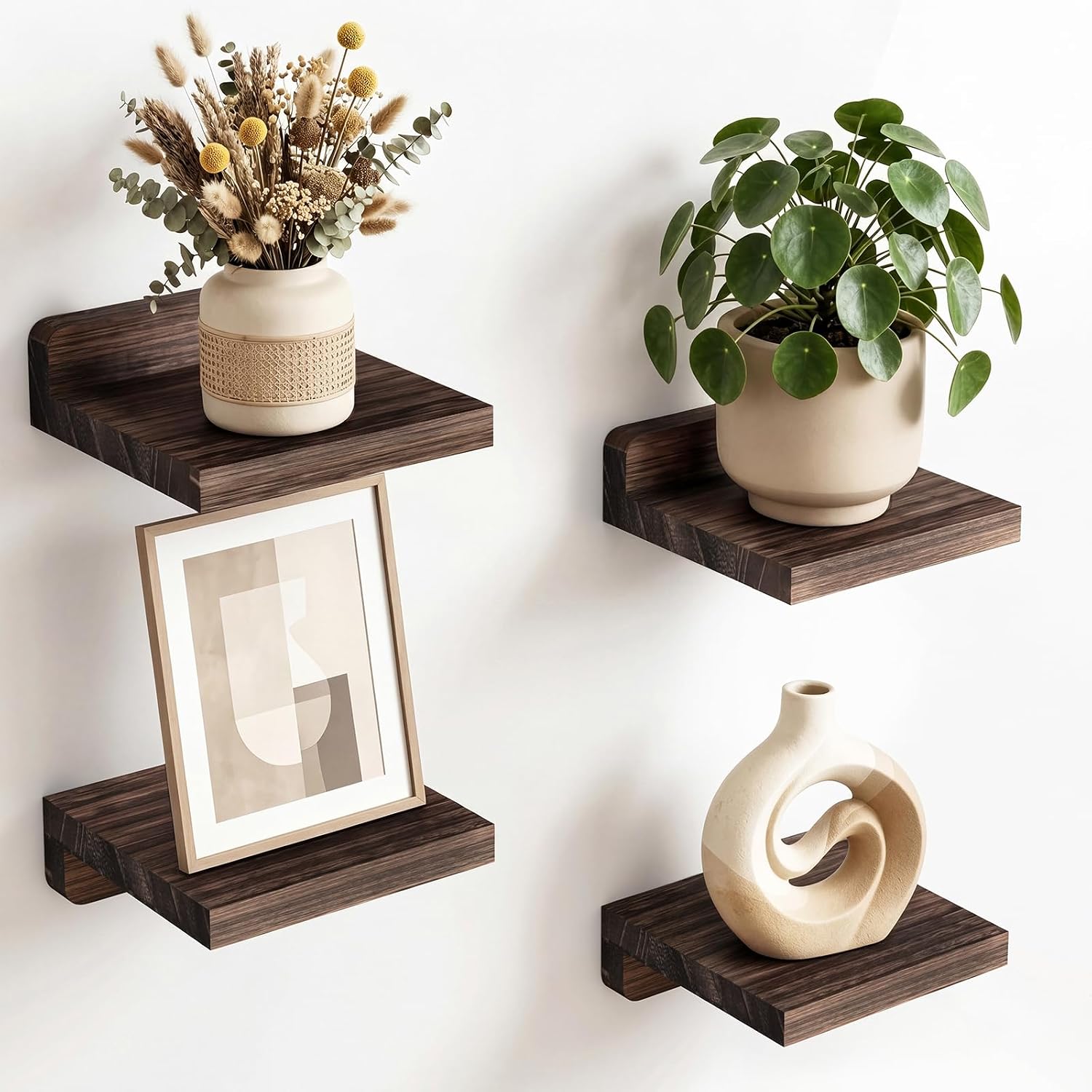 Dark Carbonized 5in Floating Shelves Set of 4