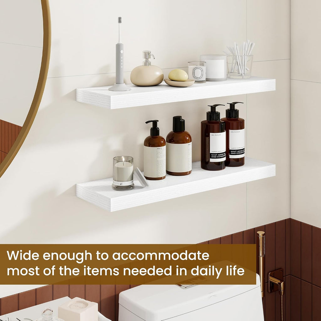 White Rustic 24in Floating Shelves Set of 2