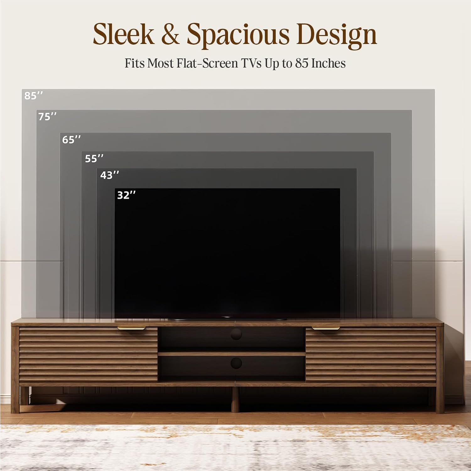 Walnut 80in TV Stand for 85in TV