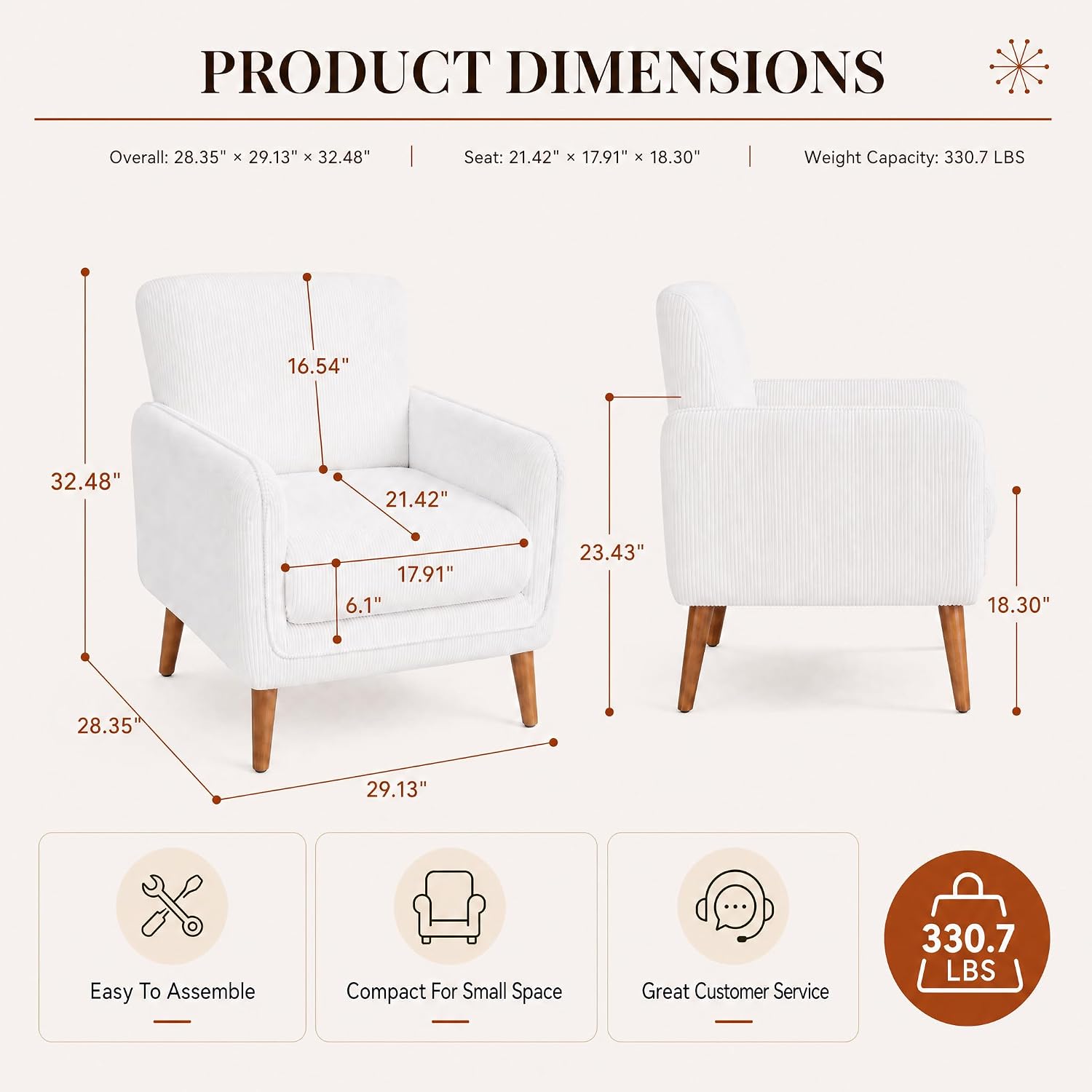 White Low Back Accent Chair Set of 2