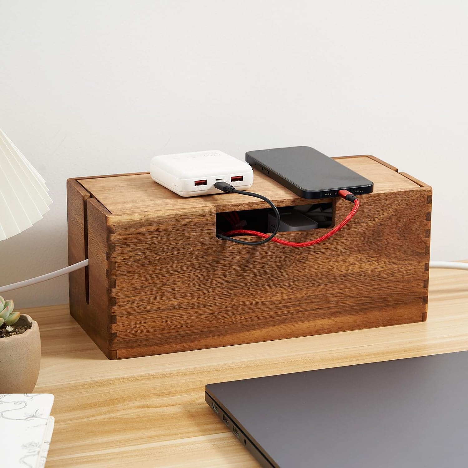 Acacia Wood Cable Management Box