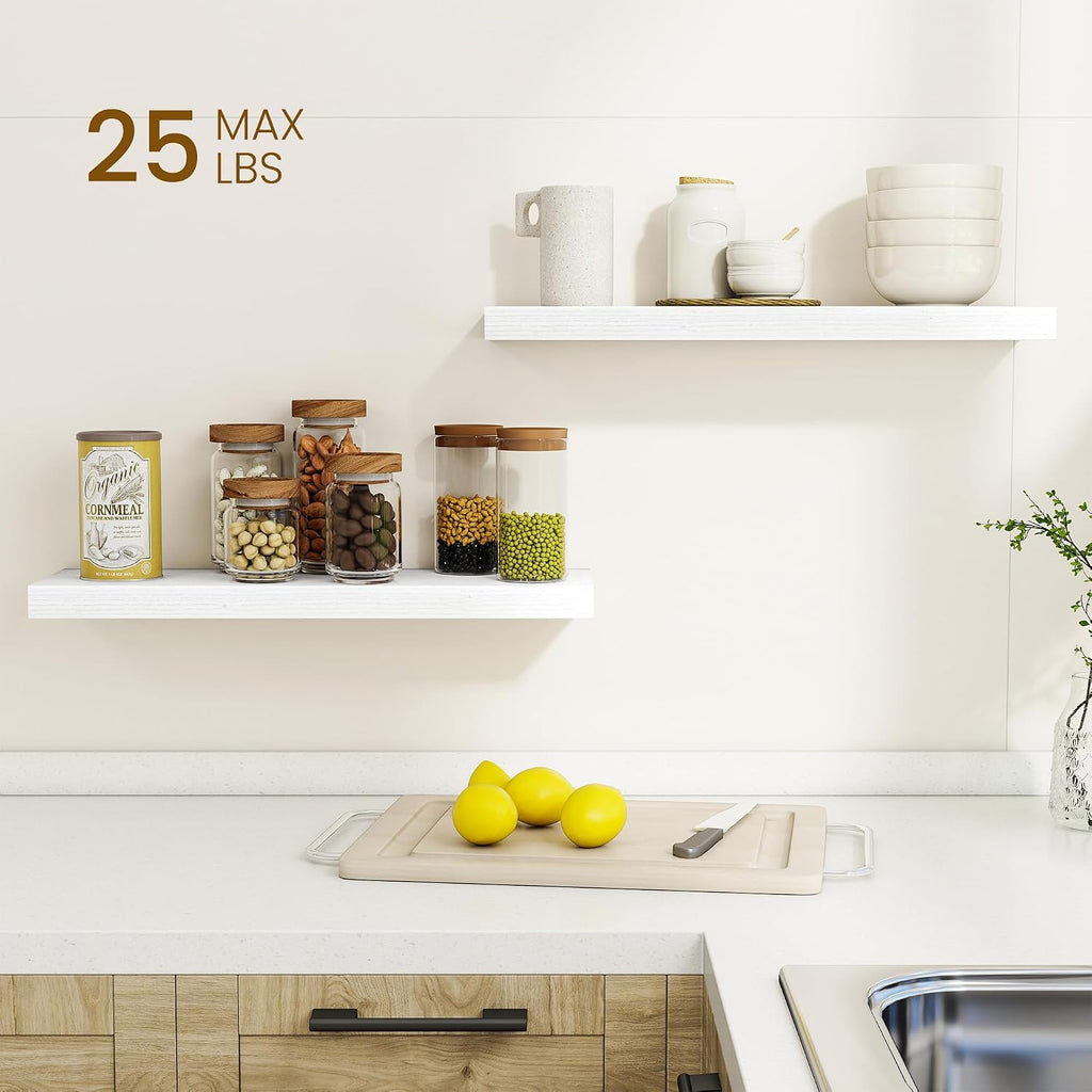 White Rustic 24in Floating Shelves Set of 2