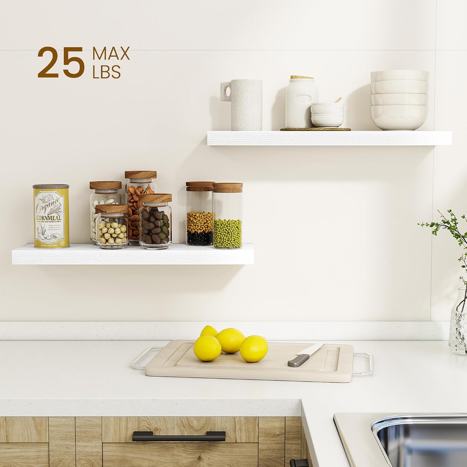 White Rustic 24in Floating Shelves Set of 2