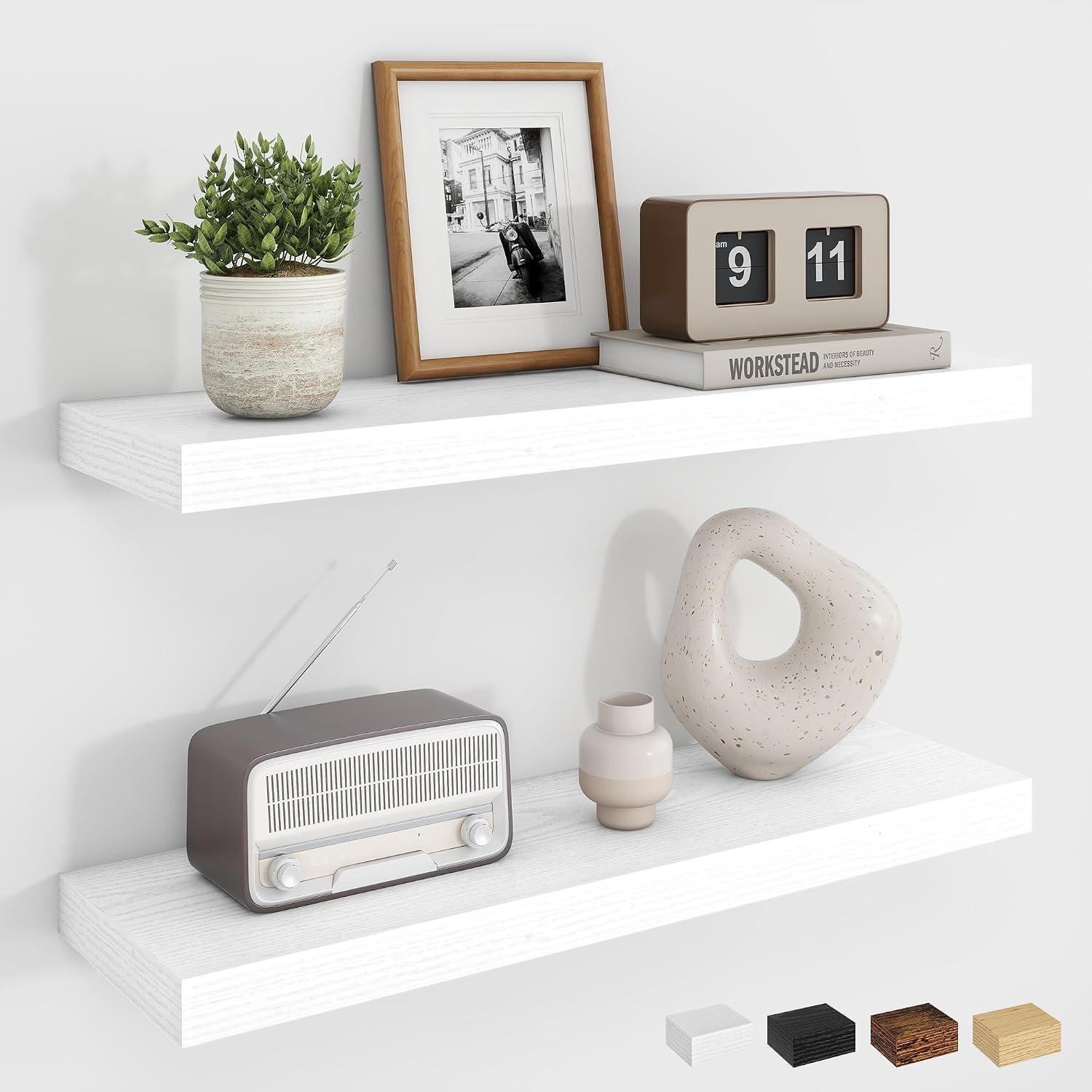 White Rustic 24in Floating Shelves Set of 2