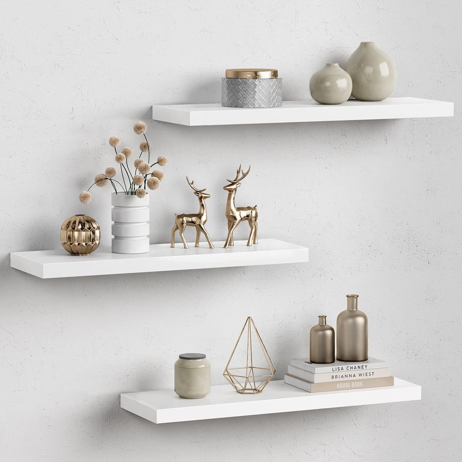 White 24in Floating Shelves Set of 3