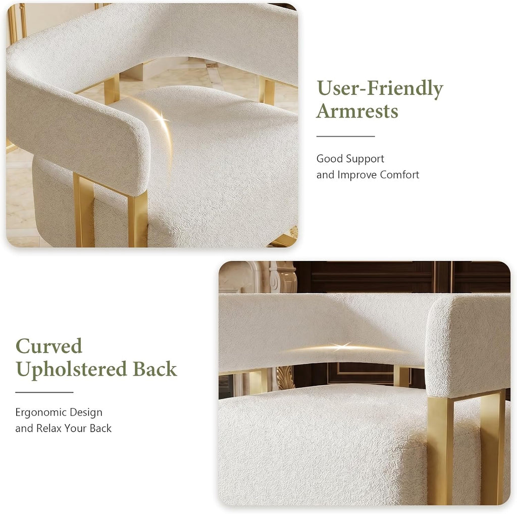 Modern White Boucle Accent Chairs Set of 2