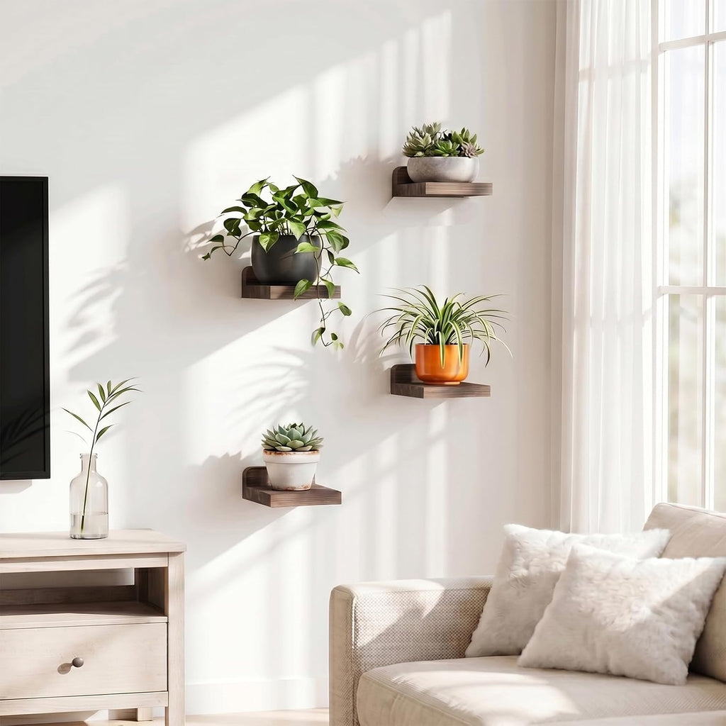 Dark Carbonized 5in Floating Shelves Set of 4