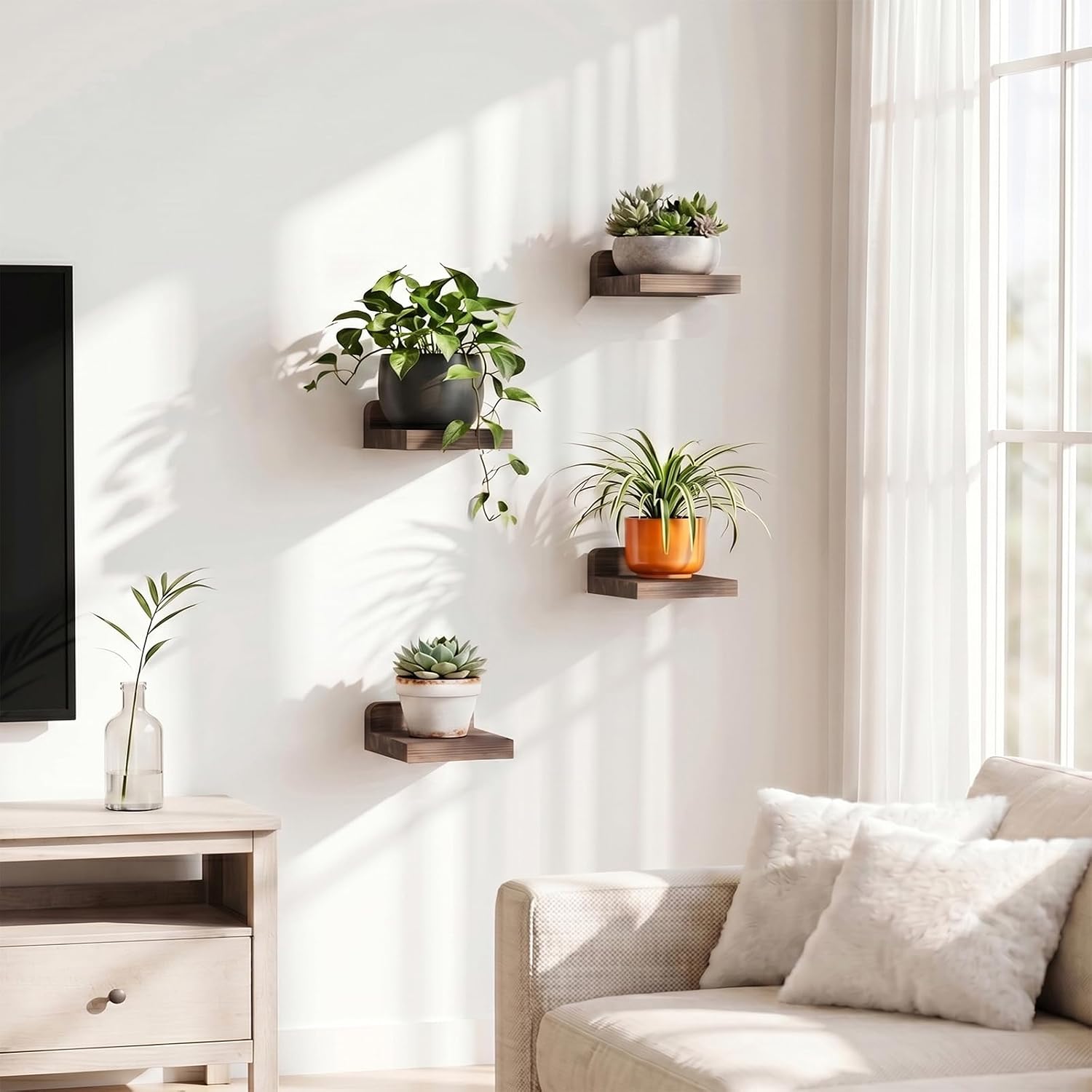 Dark Carbonized 5in Floating Shelves Set of 4