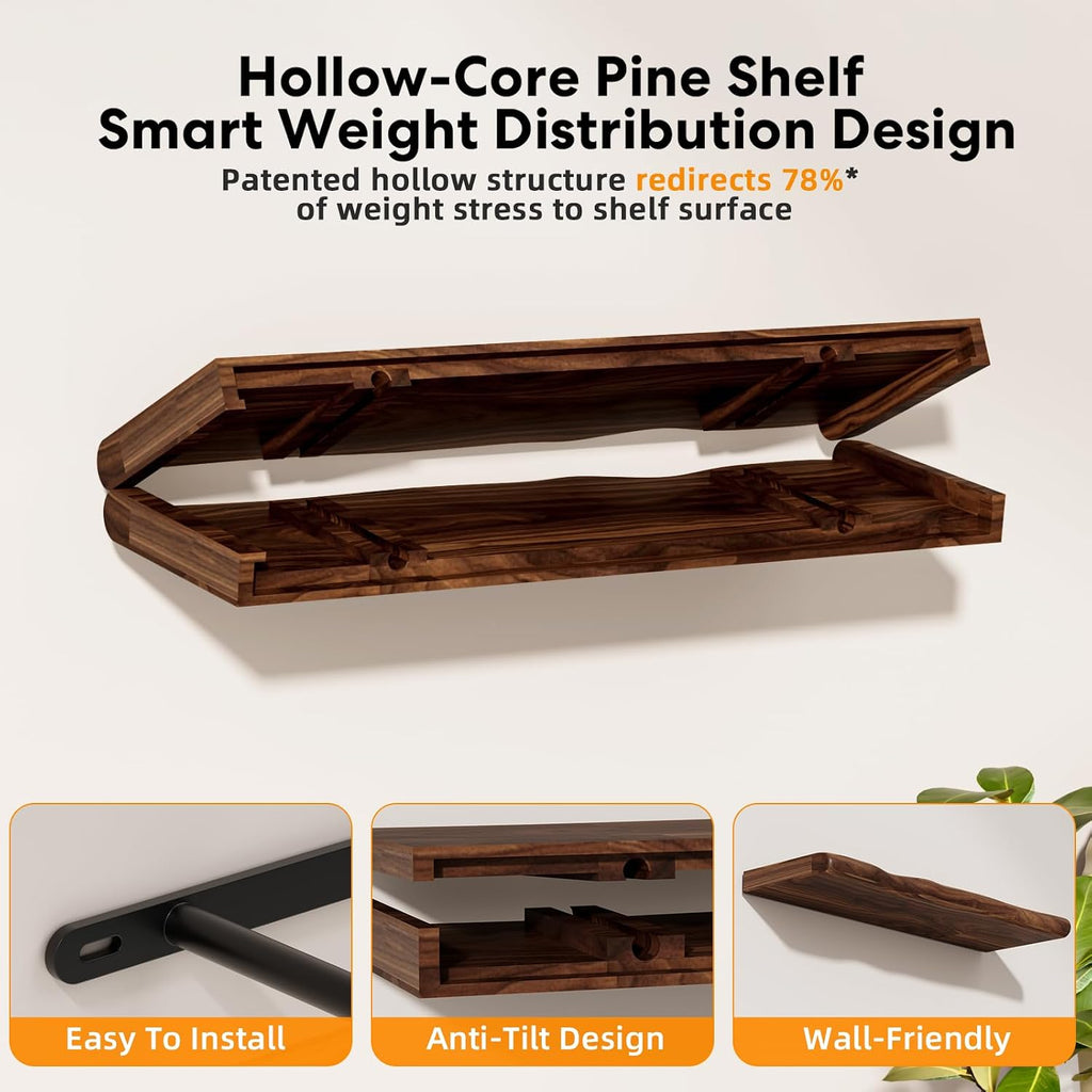 Wavy Edge Floating Shelves 2 Pack 36in