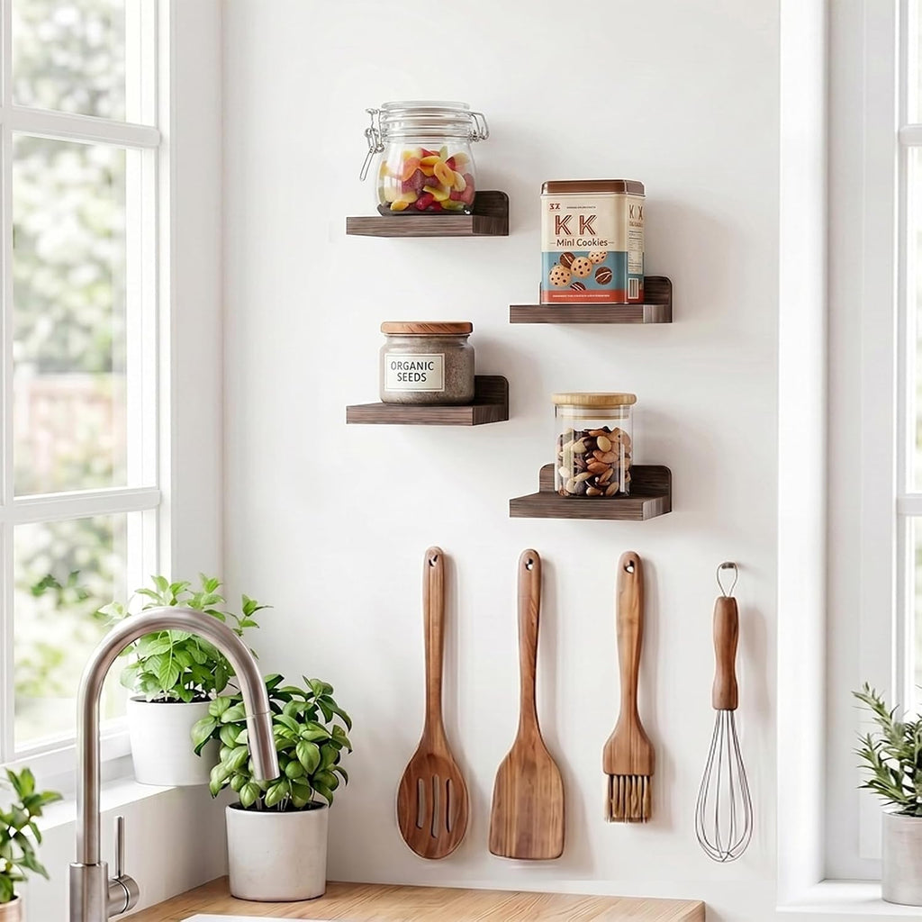Dark Carbonized 5in Floating Shelves Set of 4