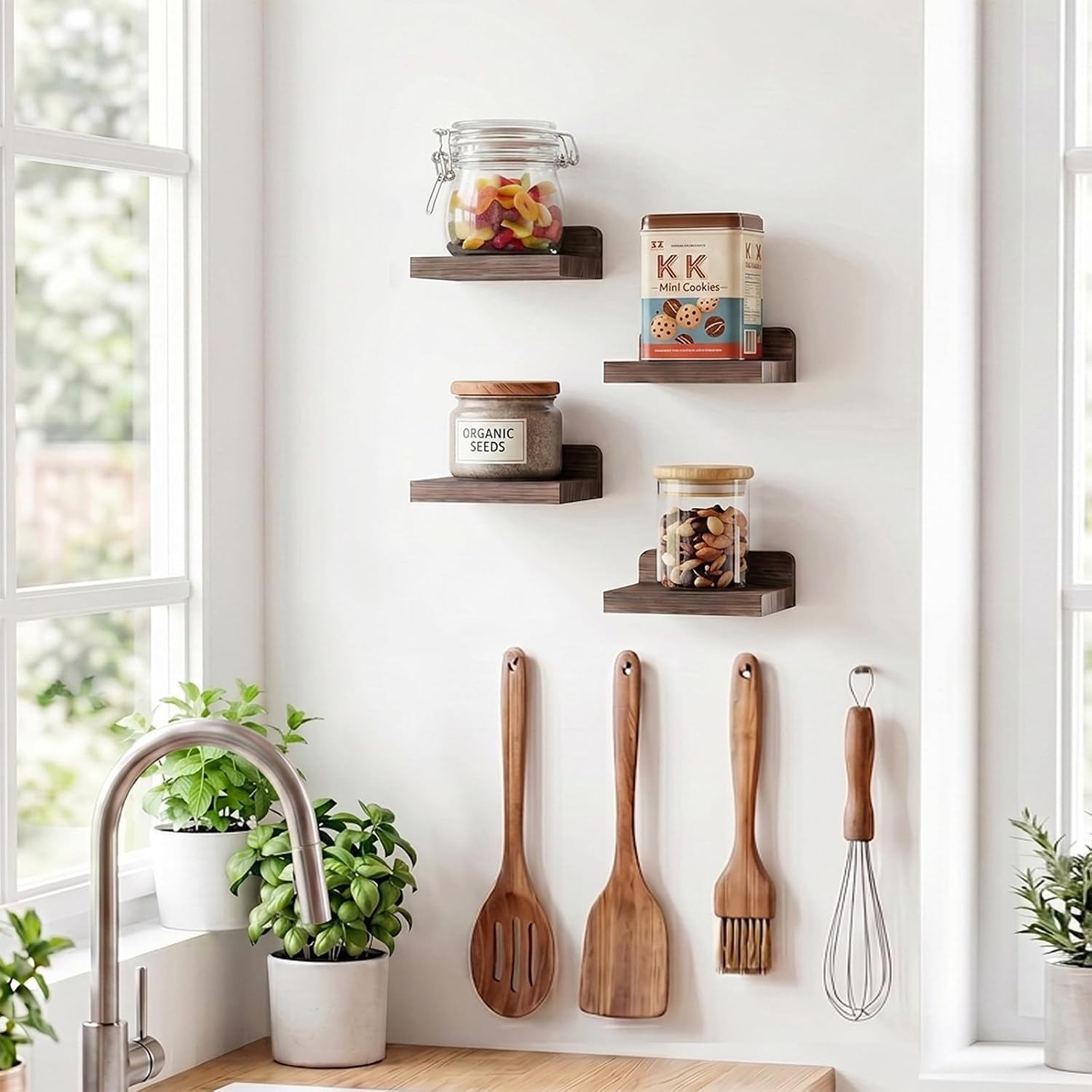 Dark Carbonized 5in Floating Shelves Set of 4