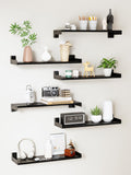 Black 16in Floating Shelves Set of 6