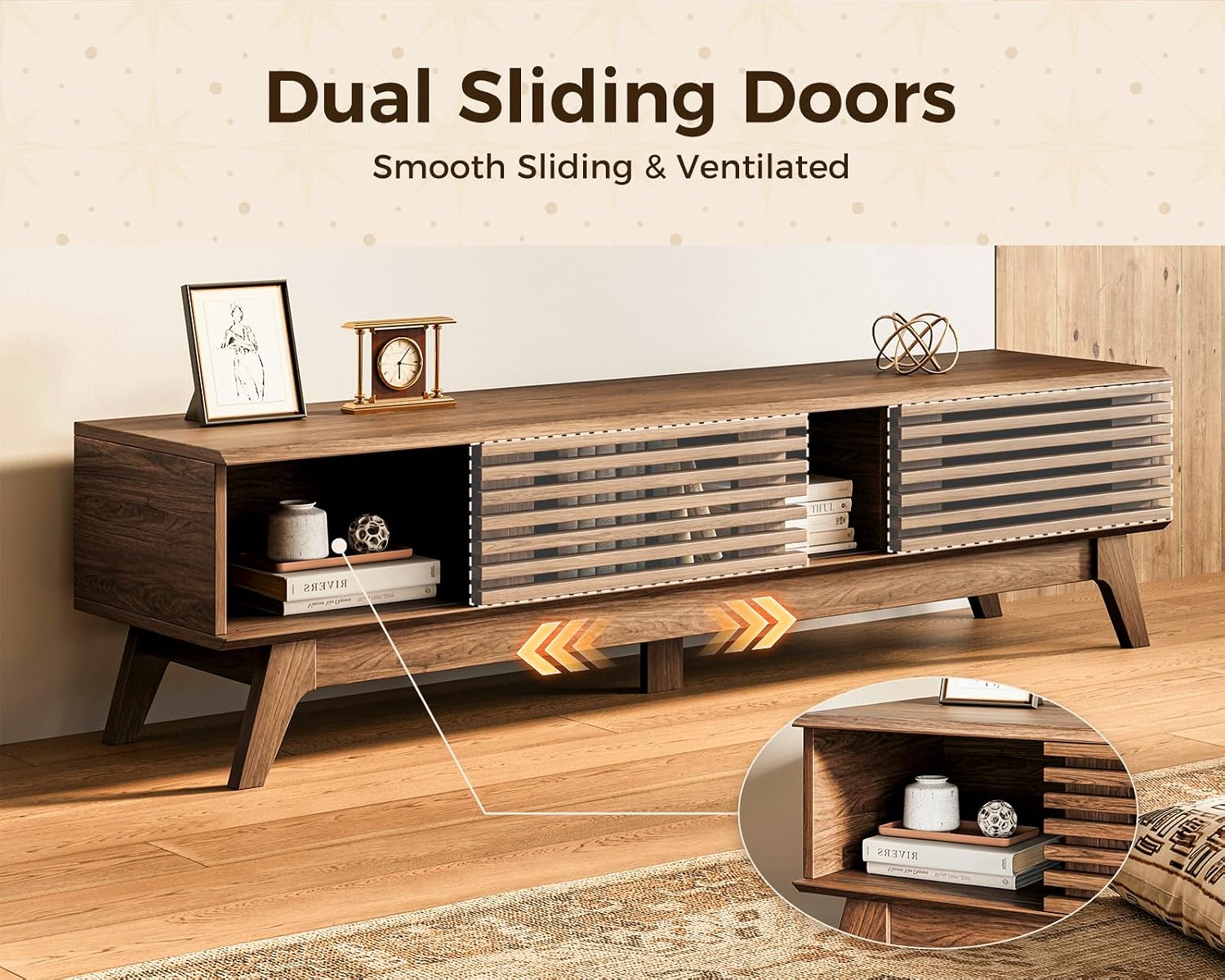 Walnut 70.8in TV Stand for 75in TV