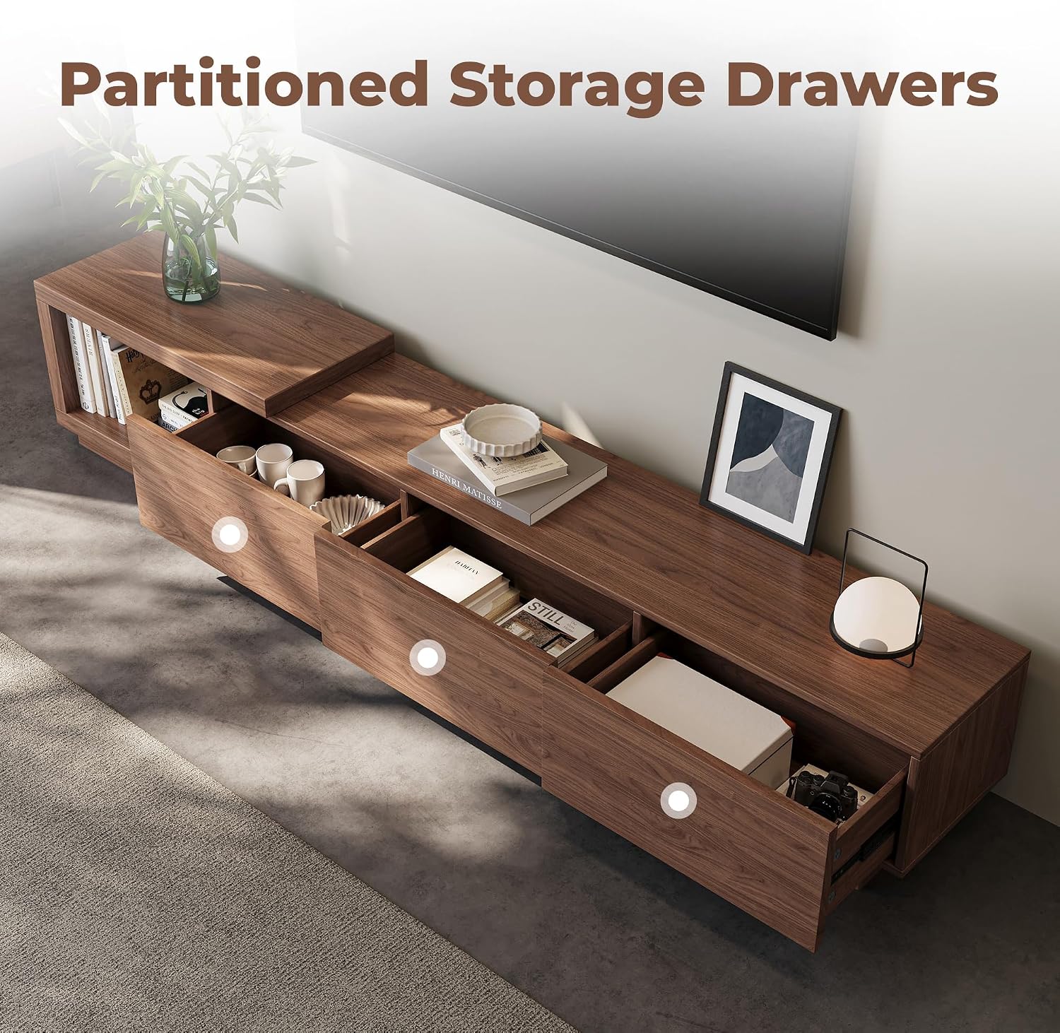 Walnut Extendable TV Stand for 65-100in TV