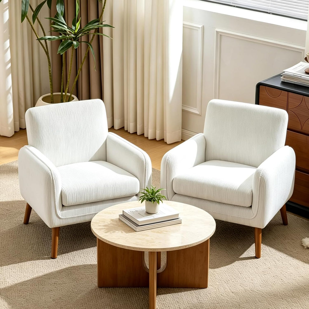 White Low Back Accent Chair Set of 2