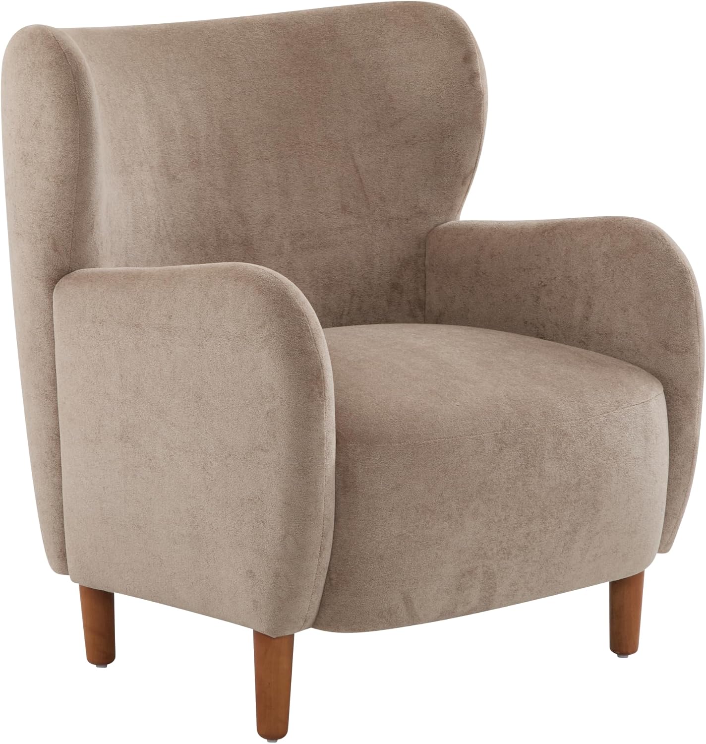 Camel Velvet Wingback Accent Chair