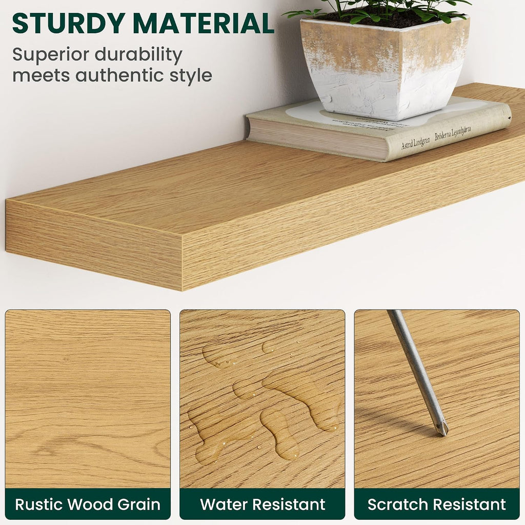 Oak 1.5" Thick Floating Shelves 2 Pack