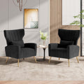 Black Velvet High Back Accent Chairs Set of 2