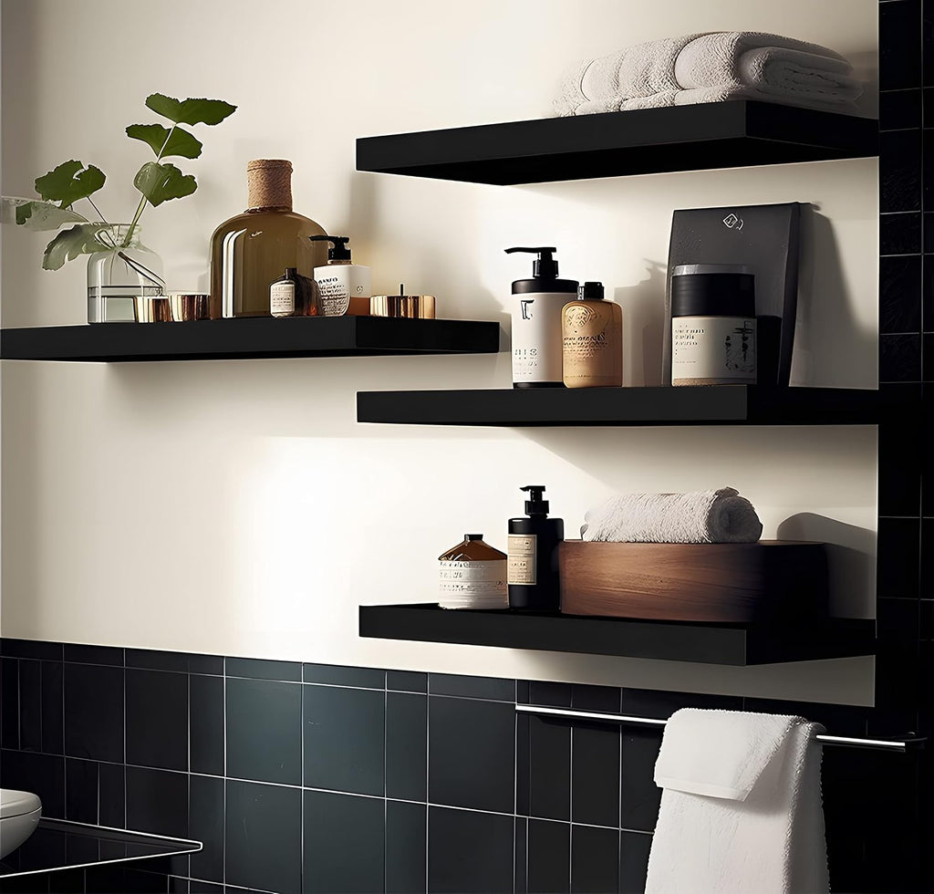 Black Rustic Floating Shelves Set of 4