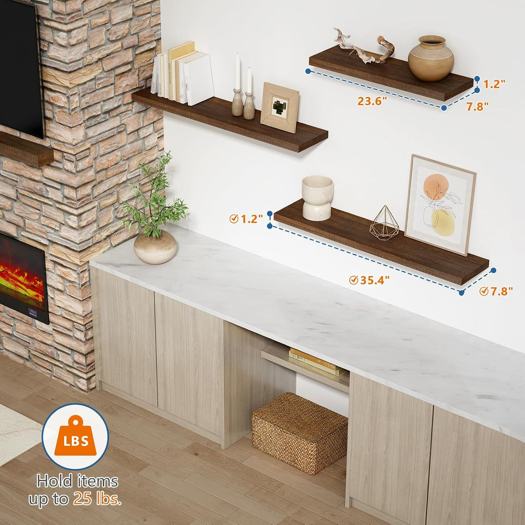 Walnut 36in Floating Shelves Set of 2